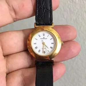 GIVENCHY ゴールド x ブラック 2Pダイヤ クォーツ 腕時計 GIVENCHY クォーツ 時計 金 vintage